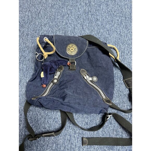 KIPLING Vintage 1990\'s Black Drawstring Backpack Bag 12x12 Adjustable Straps